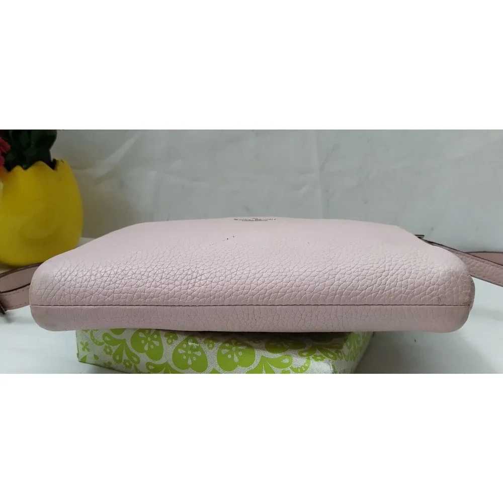 Kate Spade New York Pink Pebbled Leather Double Zipper Closure Crossbody Bag